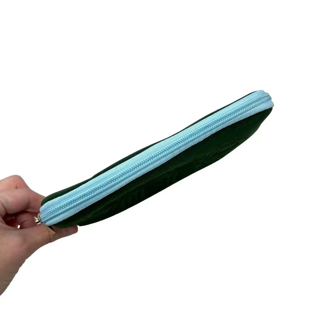 Essentiel Antwerp‎ Good Vibes Green Neoprene Zip Around Pouch Cosmetic Bag